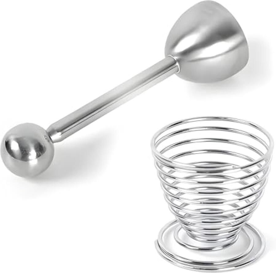 Eieropener en Veerbare Eierhouder van Roestvrij Staal Met Vaatwasmachinebestendig Eiermes