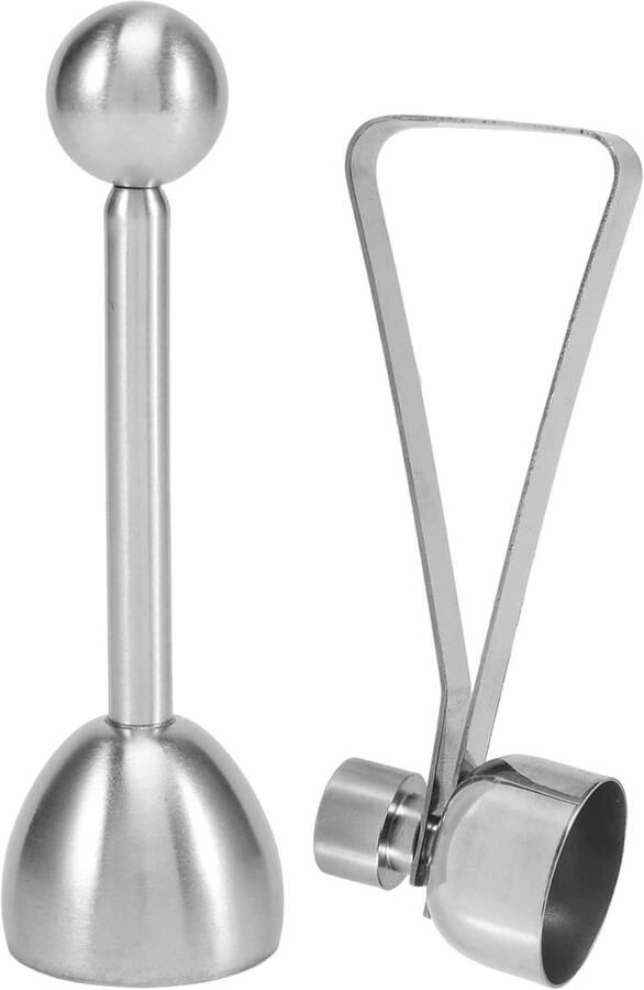 Eieropener Set Eierkraker Topper Ontbijt Bereiden Roestvrij Staal 2 Stuks Zilver