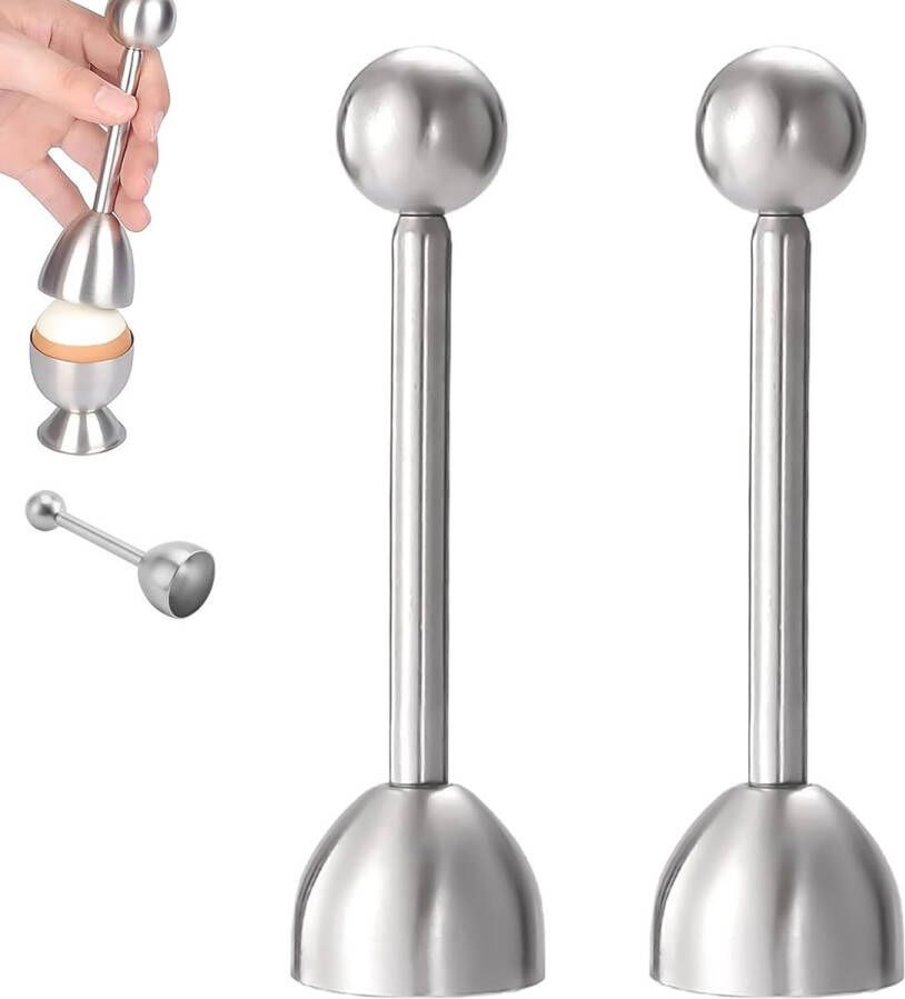 Eieropeners Set van 2 Roestvrij Staal Ergonomisch Ontwerp voor Perfect Geopende Eieren