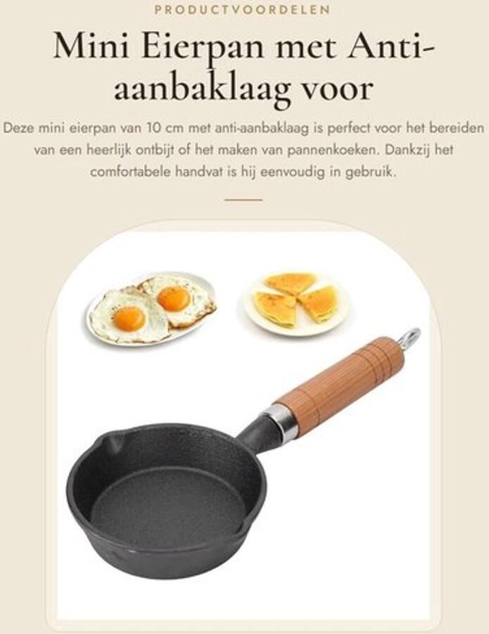 Eierpan 10 cm Antiaanbaklaag Geschikt voor inductie Comfortabel handvat Multifunctioneel Duurzaam ontwerp Koekenpan