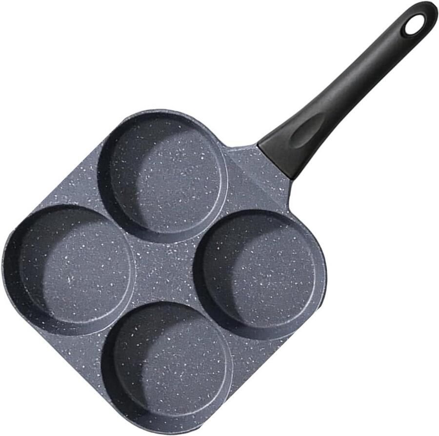 Eierpan 4 kopjes Omelet pan Ontbijt maken Antiaanbaklaag 18x38 cm Zwart