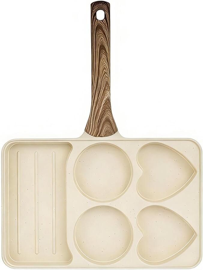 Eierpan 5 vakken Ontbijtpan Koekenpan Ontbijt Koken Antiaanbaklaag ca. 355 x 275 cm Crèmekleurig
