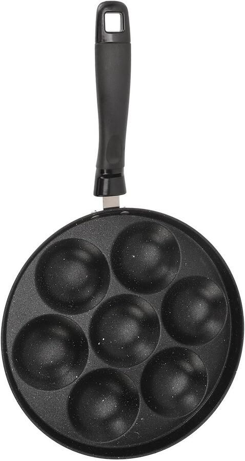 Eierpan 7 Gaten Koekenpan Omelet Ontbijt Maken Nonstick Maifan Steencoating 26 cm Zwart