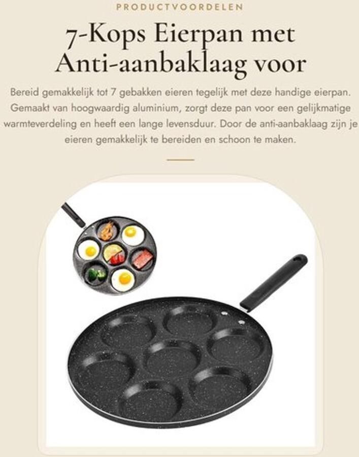 Eierpan 7 Kop Maifan Antiaanbaklaag Gelijkmatig Verwarmd Hittebestendig Handvat Duurzaam Aluminium Geschikt voor Thuis Restaurant Koekenpan
