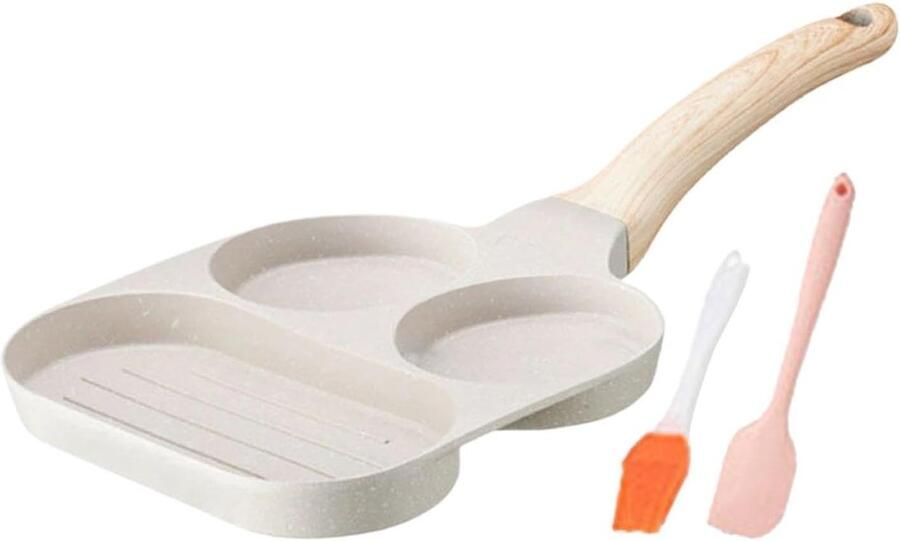 Eierpan Antiaanbak Koekenpan Omelet Ontbijt Grillen Drie Kookzones Ø26cm Niet gespecificeerd