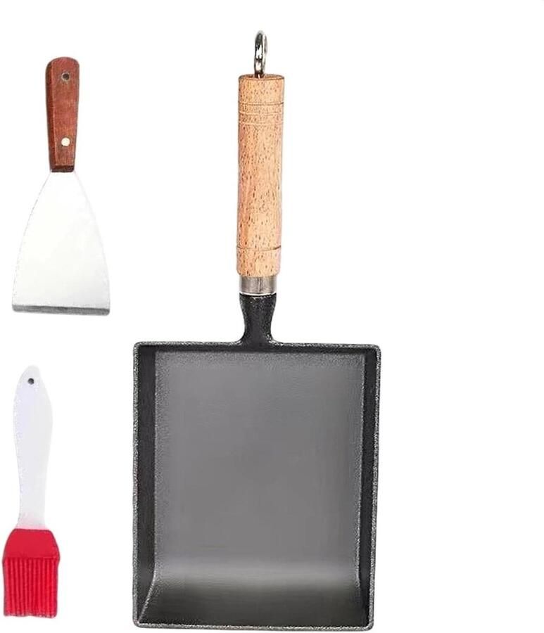 Eierpan Koekenpan Kookgerei Ontbijt Bakken Gietijzeren Anti-aanbaklaag Compact Zwart