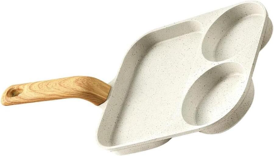 Eierpan met 3 vakken Omeletpan Koekenpan Ontbijt Bakken Efficiënt Meerdere Eieren 23 x 20 cm Zwart