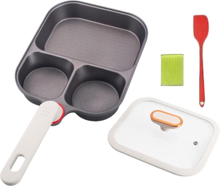 Gedeelde Braadpan Omeletpan Ontbijtpan Ontbijt Bereiden Drie Vakken 23.5 cm Meerkleurig