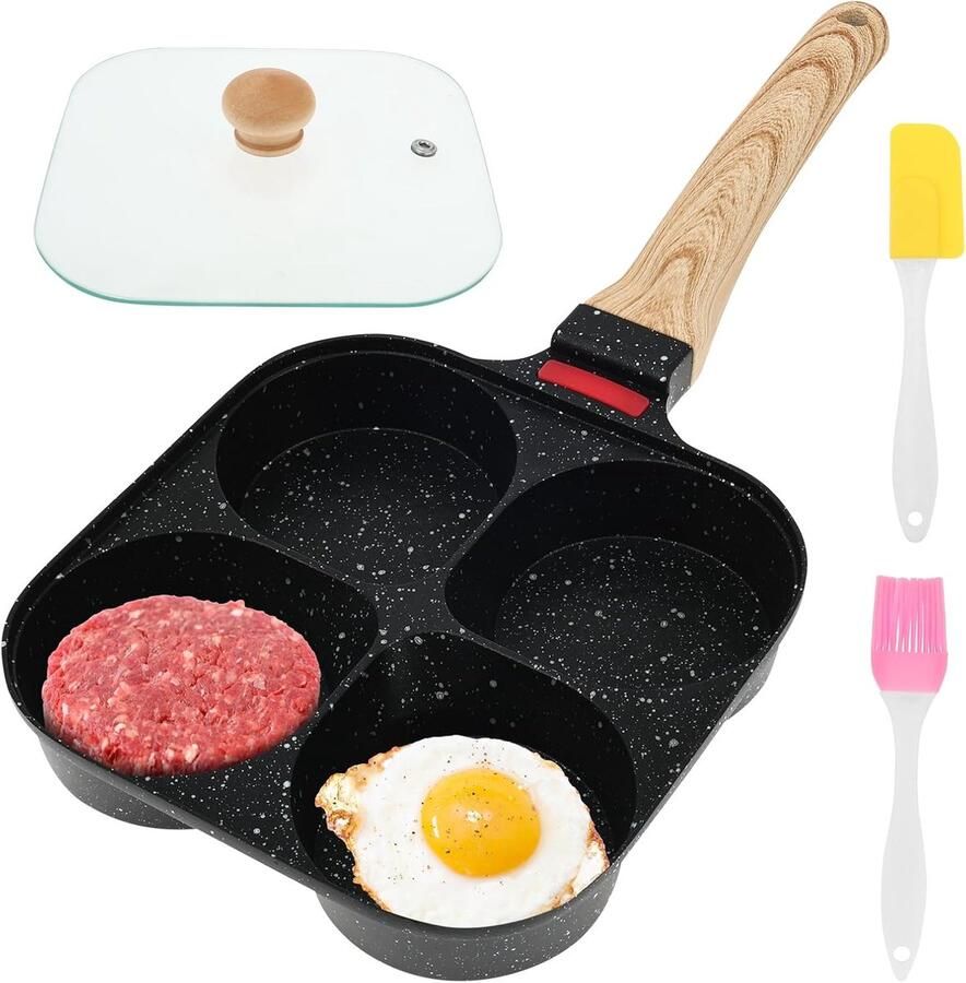 Eierpan met 4 gaten Spiegeleieren pan Ontbijt bereiden Antiaanbaklaag 225 x 225 cm