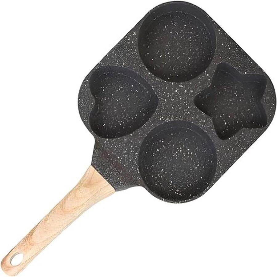 Eierpan met 4 Kopjes Omelet- en Koekenpan Ontbijt Bereiden Antiaanbaklaag 4 Kopjes Zwart