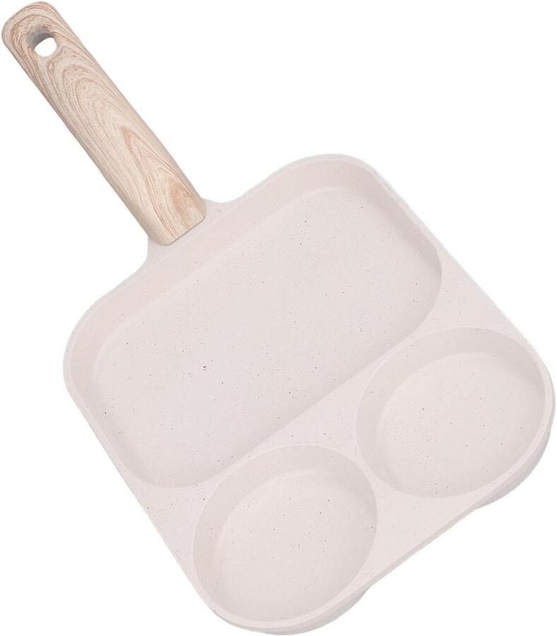 Eierpan met anti-aanbaklaag Koekenpan 3-delig Ontbijt Bereiden Gelijkmatige warmteverdeling 40x19cm Zwart