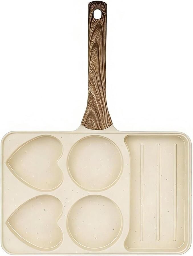 Eierpan met antiaanbaklaag Keukenaccessoires Maaltijden bereiden Vijf kamers 35.5 x 27.5 cm Crèmekleurig