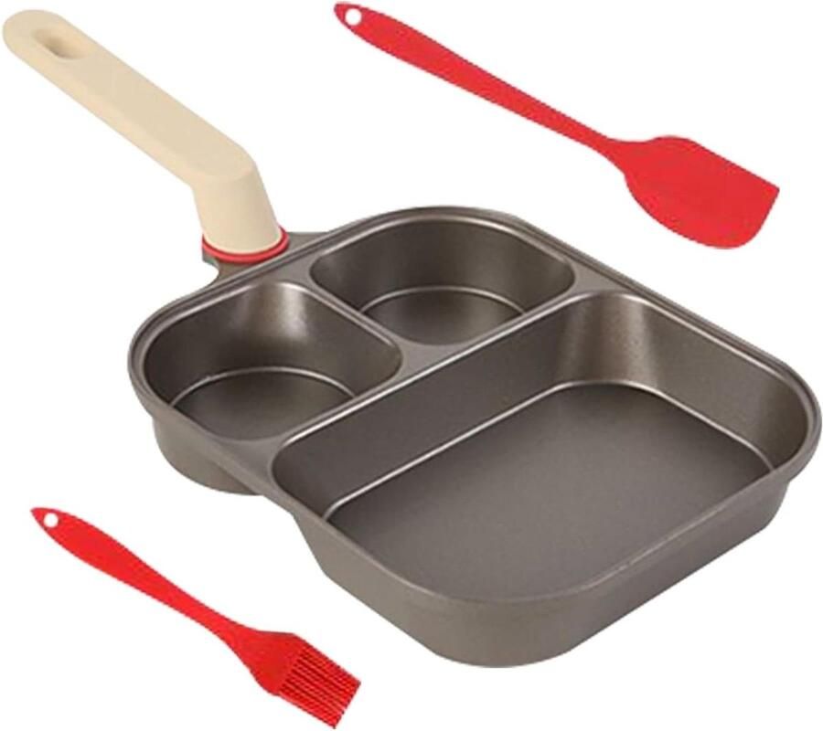 Eierpan met Antiaanbaklaag Omelet Pan Grillpan Ontbijt Bereiden Drievoudig Kop Ontwerp 3 Kopjes Universeel