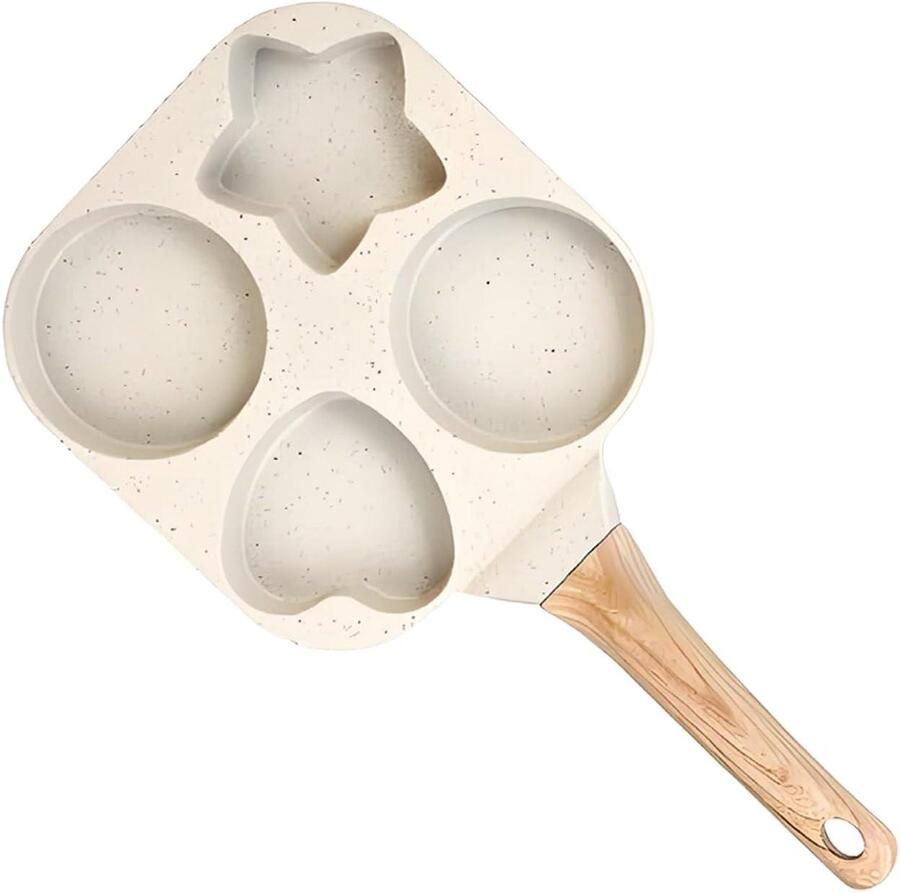 Eierpan met Antiaanbaklaag Omelet Pan Pannenkoekenpan Ontbijt Maken 4 Kopjes Vormpjes Niet Gespecificeerd Crèmekleurig