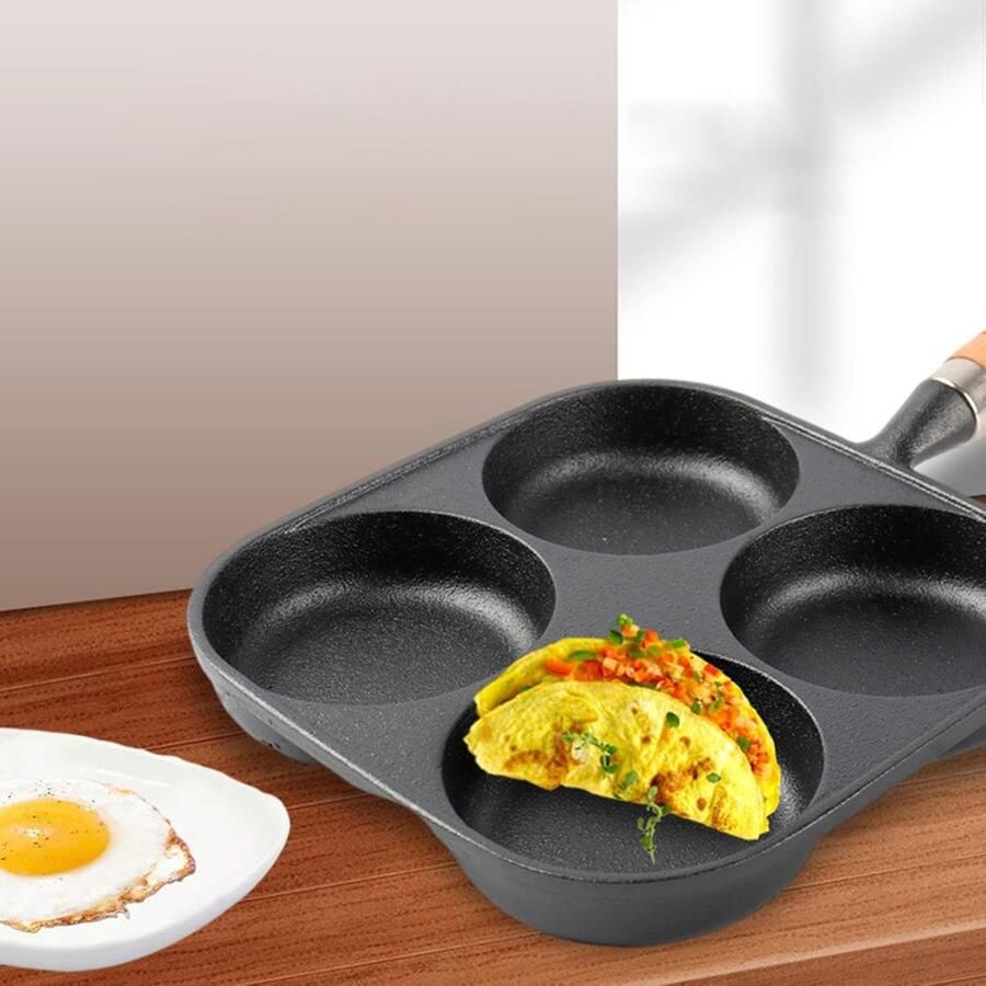 Eierpan met Antiaanbaklaag Omeletpan Koekenpan Snel Ontbijt Maken Vakken Voorkomen Overloop 34 cm x 18 cm