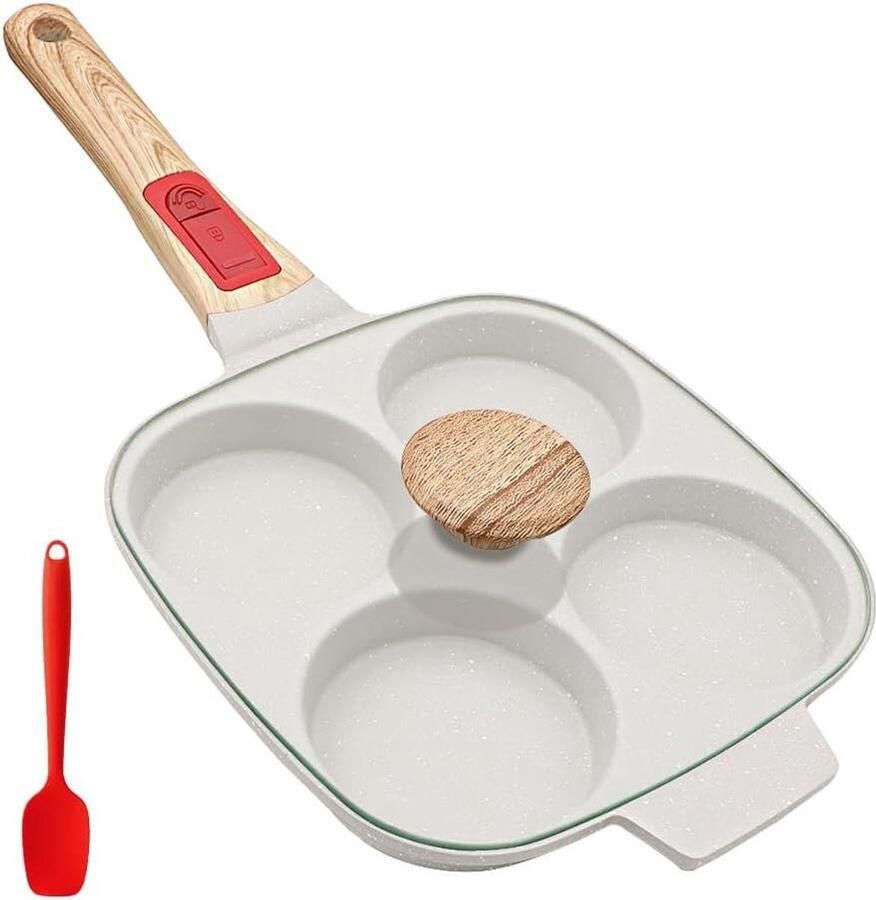 Eierpan met Deksel Koekenpan Omelet Ontbijt Maken Vierkante Vorm 21 cm Wit