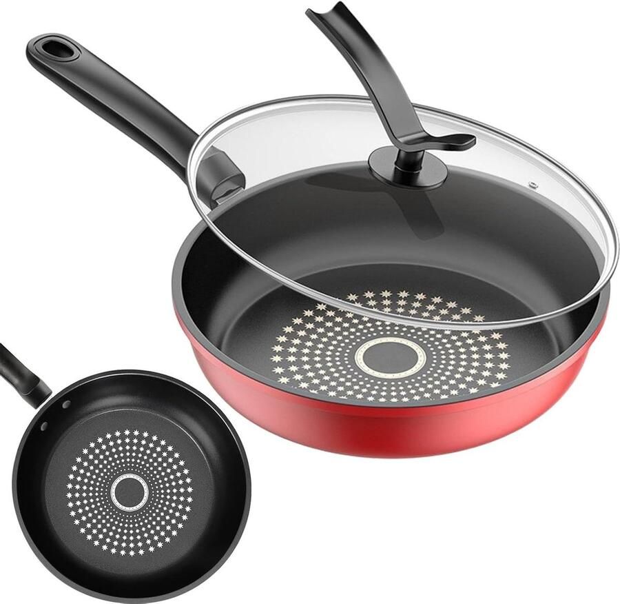 Eierpan met Deksel Koekenpan Ontbijt Bereiden Antiaanbaklaag 27 cm Zwart
