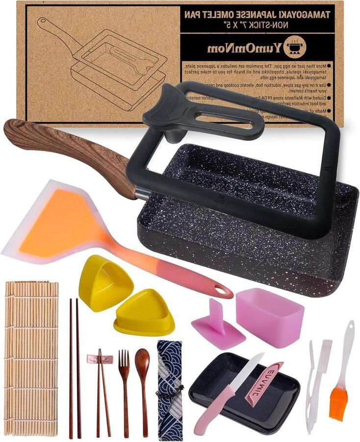 Eierpan met deksel Omeletmaker Rechthoekig Ontbijt Bereiden Antiaanbaklaag 12.7x17.8 cm Zwart