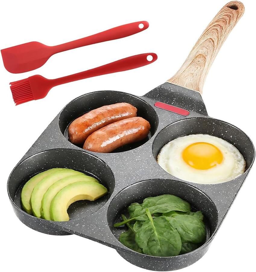 Eierpan Omeletpan Koekenpan Ontbijt Maken Temperatuur Sensor 4 Eieren Meerkleurig