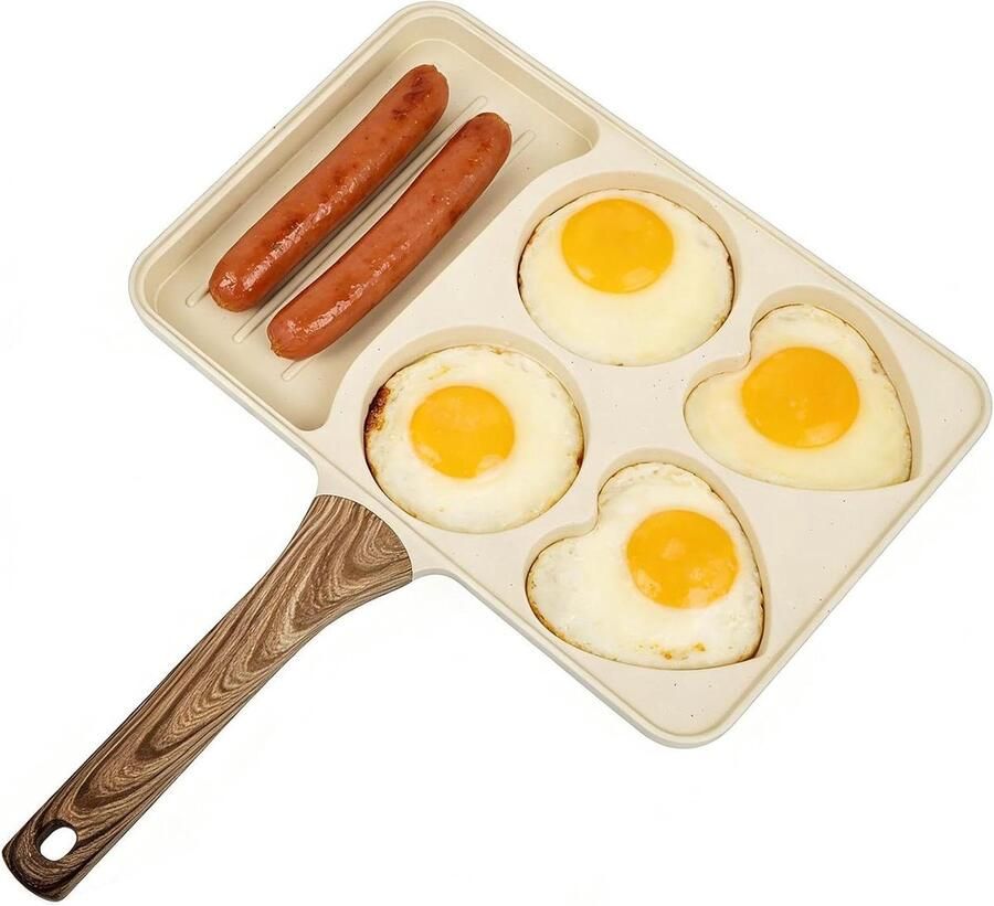 Eierpan Ontbijtpan Braadpan Ontbijt Maken Antiaanbaklaag 355 cm Crèmekleurig