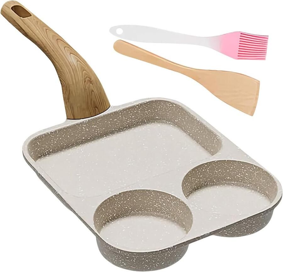 Eierpan Ontbijtpan Omeletpan Meerdere Gerechten Koken Antiaanbaklaag 39x19x9 cm Wit