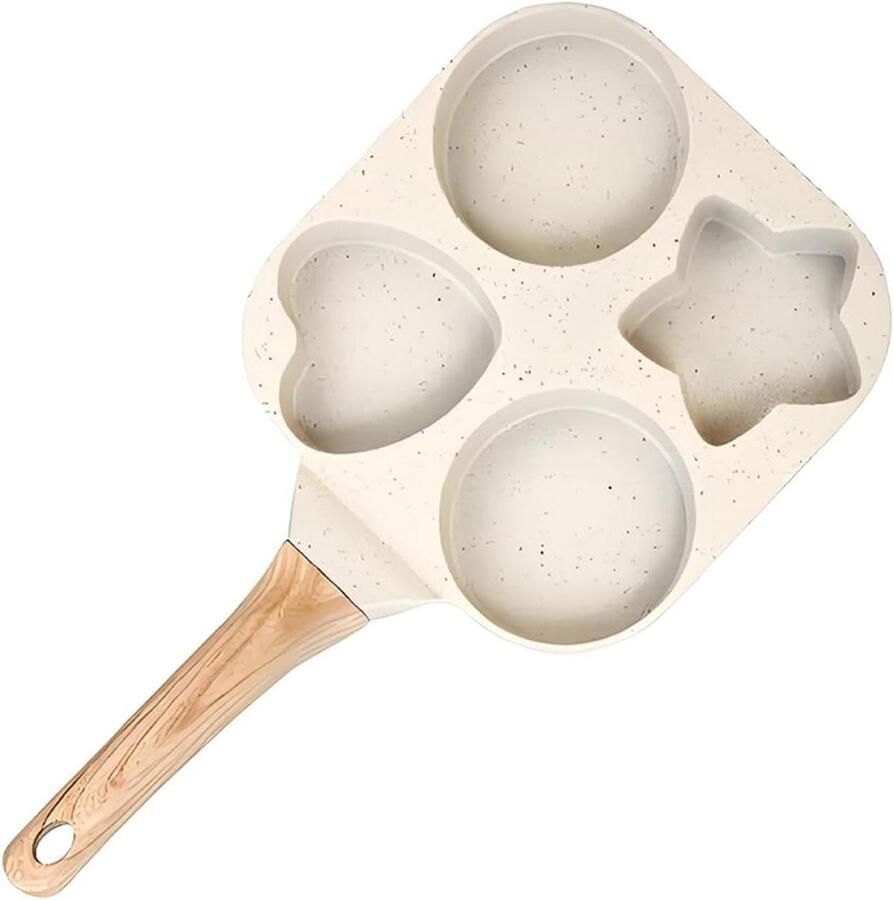 Eierpan Pannenkoekenpan Ontbijt Bereiden Vier Vormen 4 Kopjes Crèmekleurig