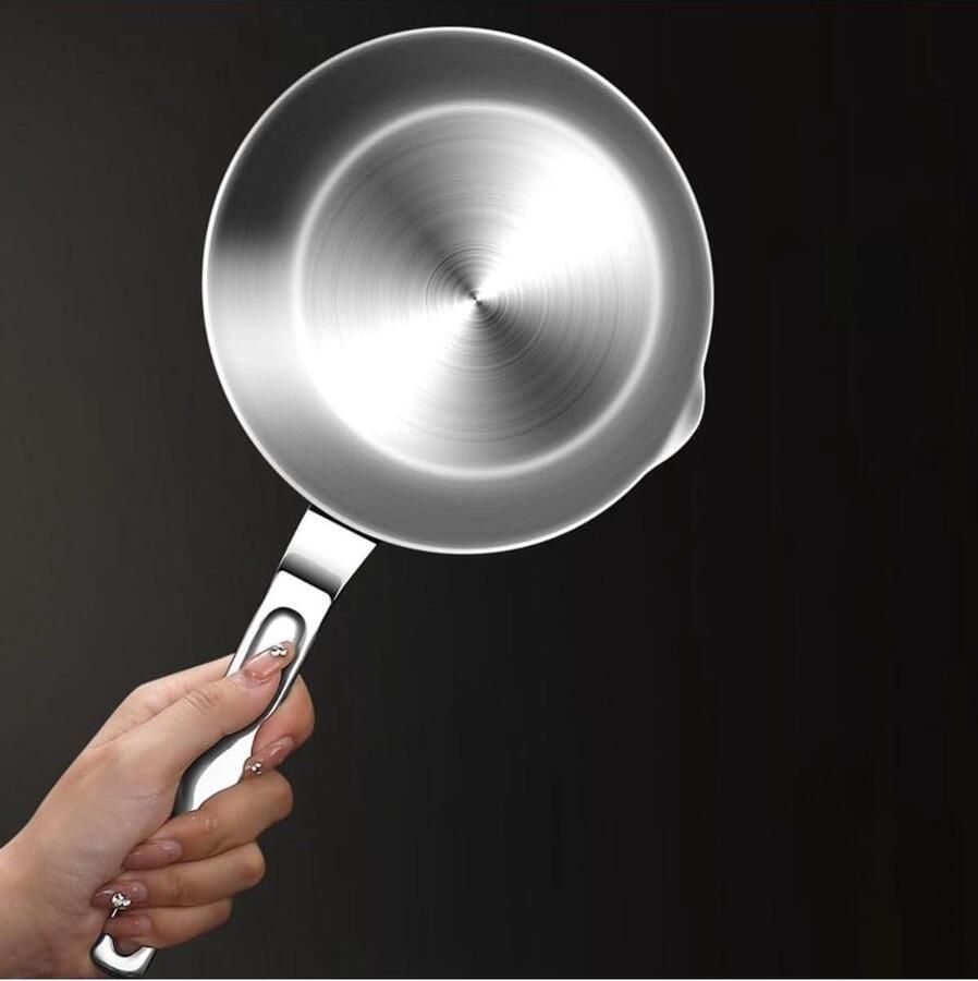 Eierpan Roestvrij Staal Kleine Braadpan Mini Kleine Maaltijden Bereiden Geïntegreerde Schenktuit 133 cm Zilver