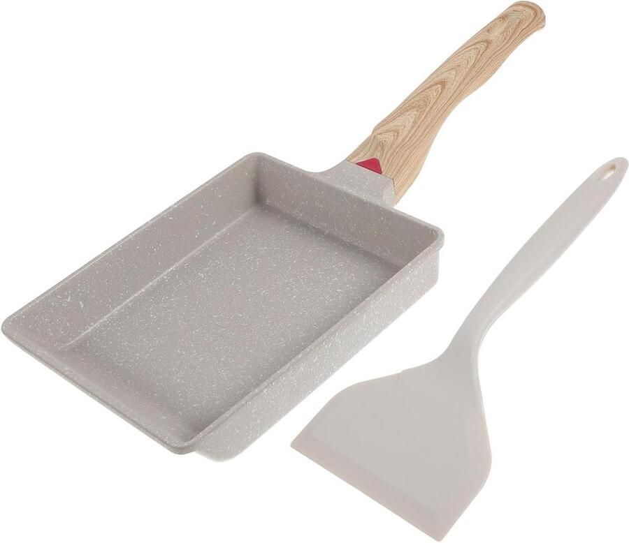 Eierpan Set Japanse Pan Ontbijt Maken Antiaanbaklaag 36.5X16CM Wit