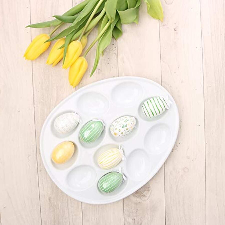 Eierplaat met holtes Eierhouder Ontbijt serveren Vaatwasmachinebestendig 28 x 22 cm Wit
