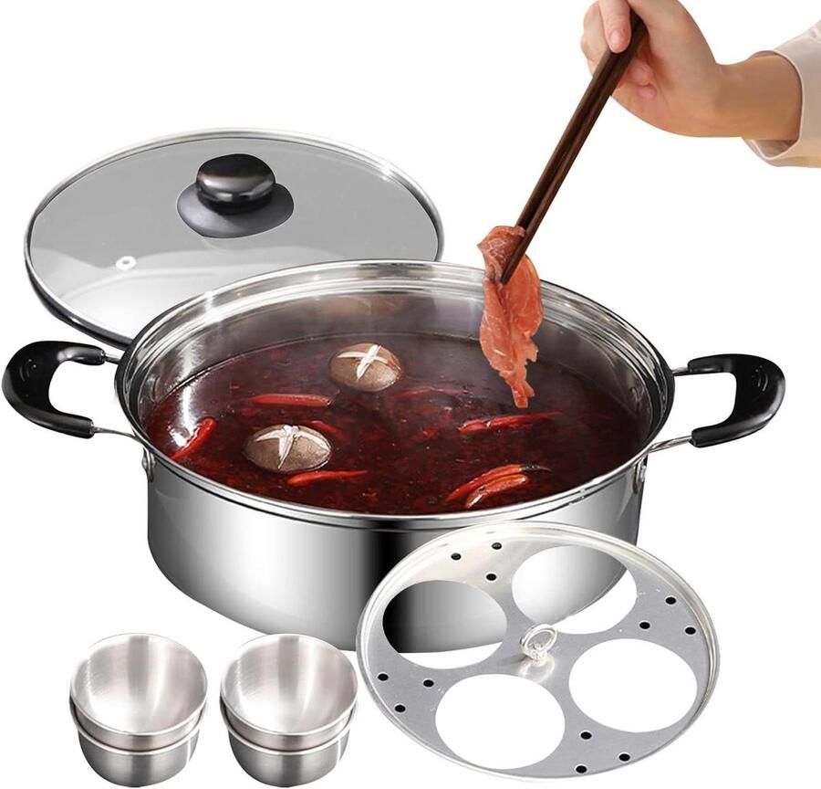 Eierpoacher Pan Stoompan Ontbijt Koken 4-Cups Non-Stick 20 cm Zilverkleurig