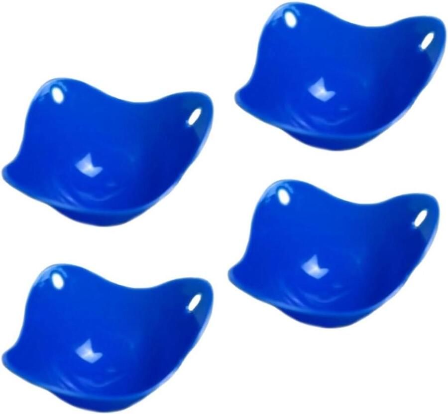 Eierpoachers Set Keuken Accessoires Ontbijt Maken Vaatwasserbestendig 4 Stuks Blauw
