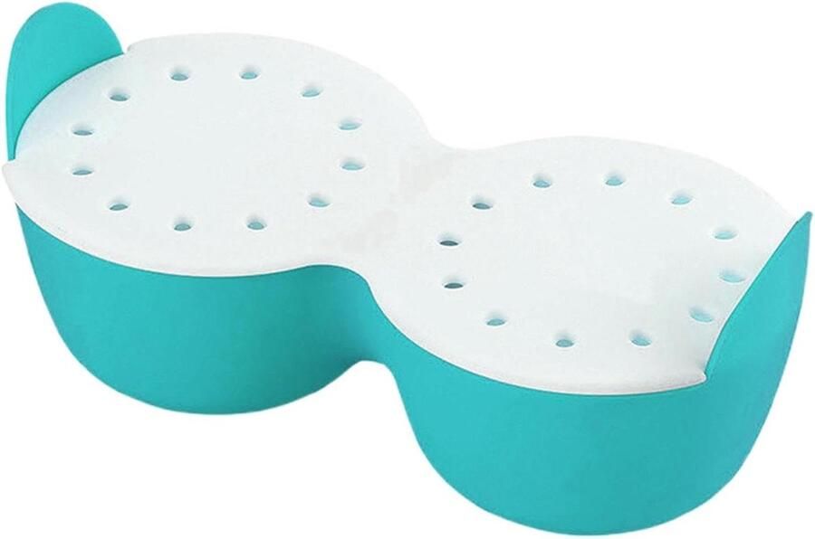 Eierpocheerder Eierkoker Ontbijt Maken Voedselveilige Siliconen 2 Holtes Blauw
