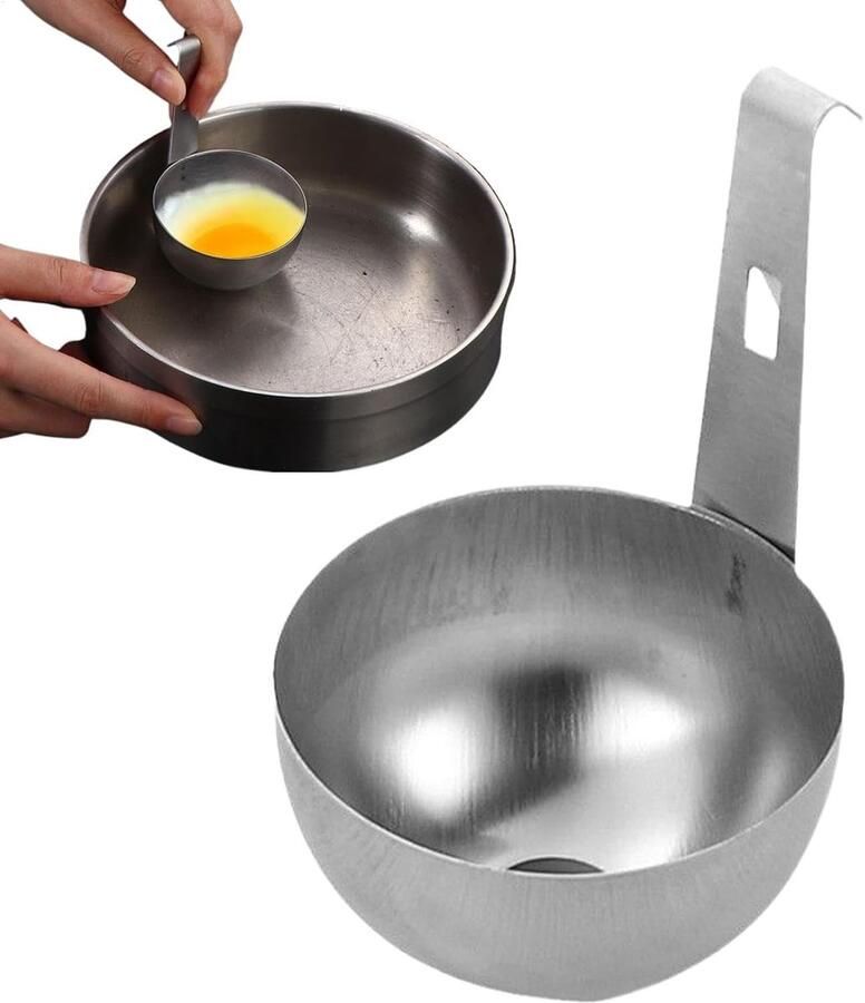 Eierpocheerder Set Kookgerei Accessoires Ontbijt Maken Hangend Ontwerp 6.7 x 10.5 cm Zilver
