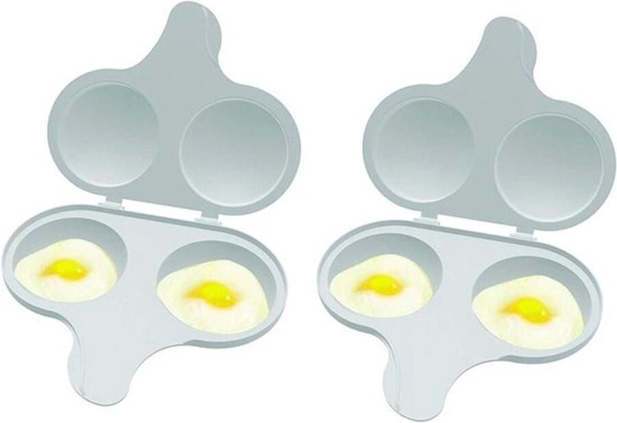 Eierpocheerder voor de magnetron Pocheerbakje Ontbijt bereiden Twee compartimenten Set van 2 Grijs