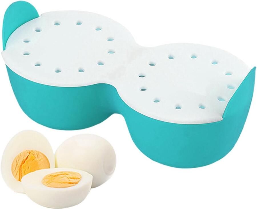 Eierpocher Cups Eimaker Schaal Ontbijt Maken Non-stick Siliconen 18x9.5x8cm Blauw