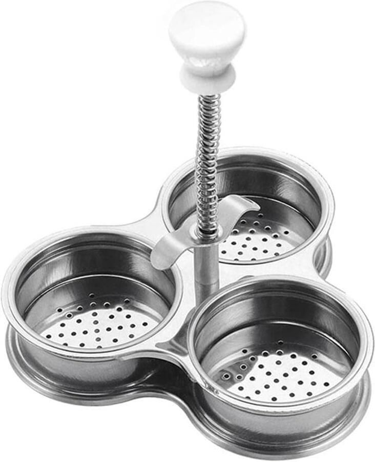 Eierpocher Set Keuken Gadget Ontbijt Maken Roestvrij Staal 16 cm Hoog Zilver