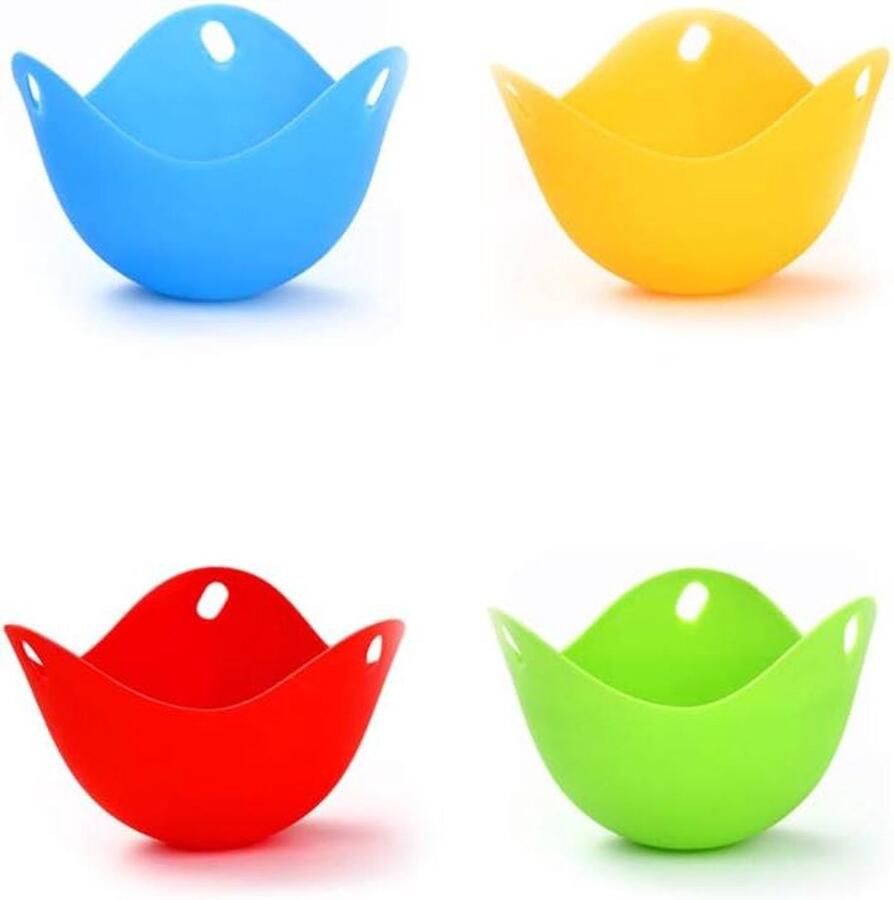 Eierpocher Set Silicone Mokken Ontbijt Maken Hittebestendig Materiaal 4 Stuks Vrolijke Kleuren