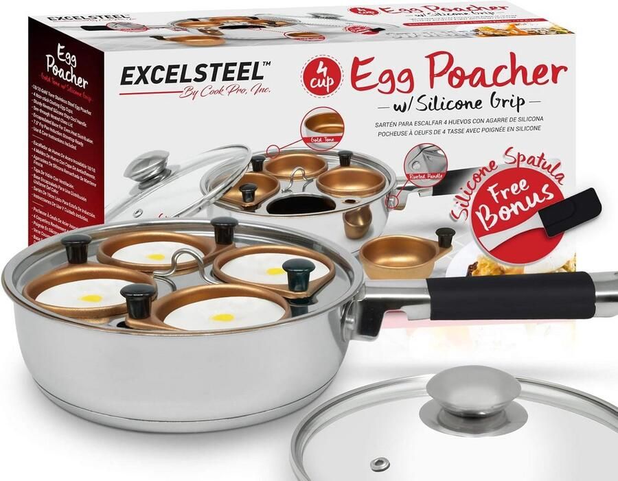 Braadpan met eierhouders Kookpan met pocheerder Ontbijt bereiden Veelzijdig inzetbaar 6 delig Roestvrij staal