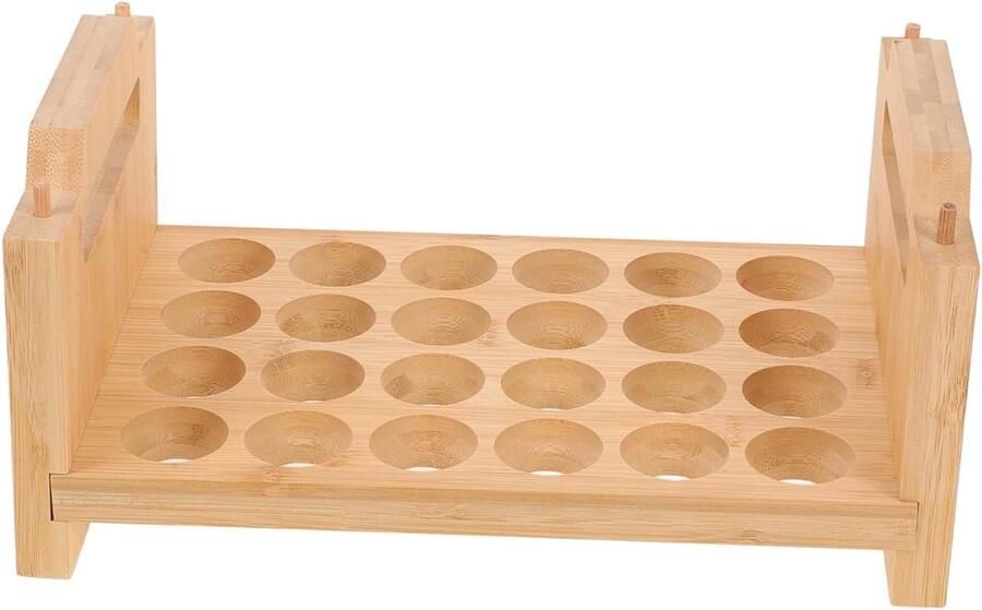 Eierrek Bamboe Eierhouder Stapelbaar Keuken Organiseren Beschermende Structuur Voor 24 Eieren Lichtbruin