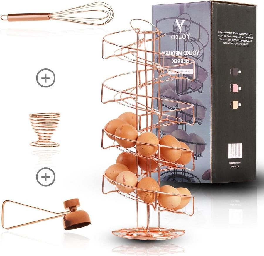 Eierrek Eierhouder Mand Keuken Organiseren Draaibaar 360 Graden 36 Eieren Roségoud