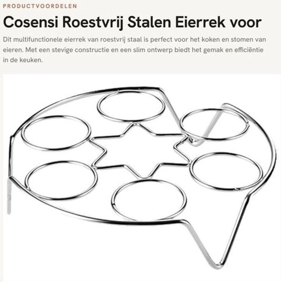 Eierrek Roestvrij Staal Multifunctionele Kookhouder Stoomrek Koelrek Hittebestendig Afmetingen 17 5 x 4 5 x 4 5 cm