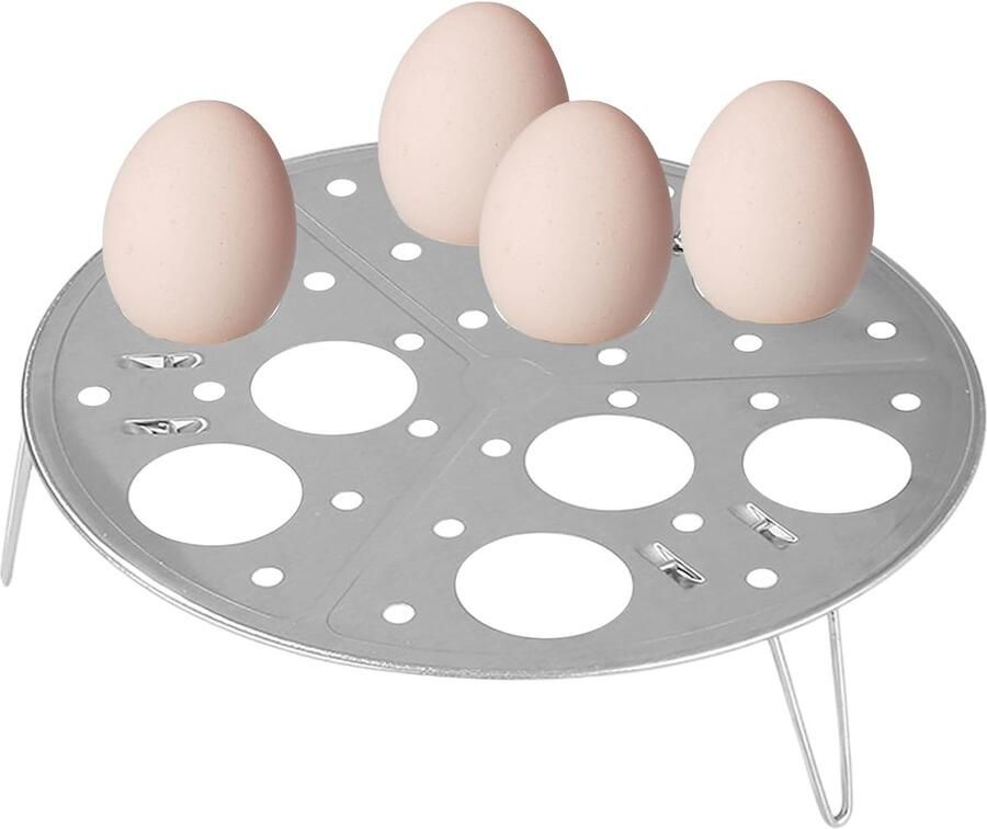 Eierrek RVS Stoommandje Koken Eieren Stomen Stapelbaar Ontwerp 9 Eieren Capaciteit Zilverkleurig