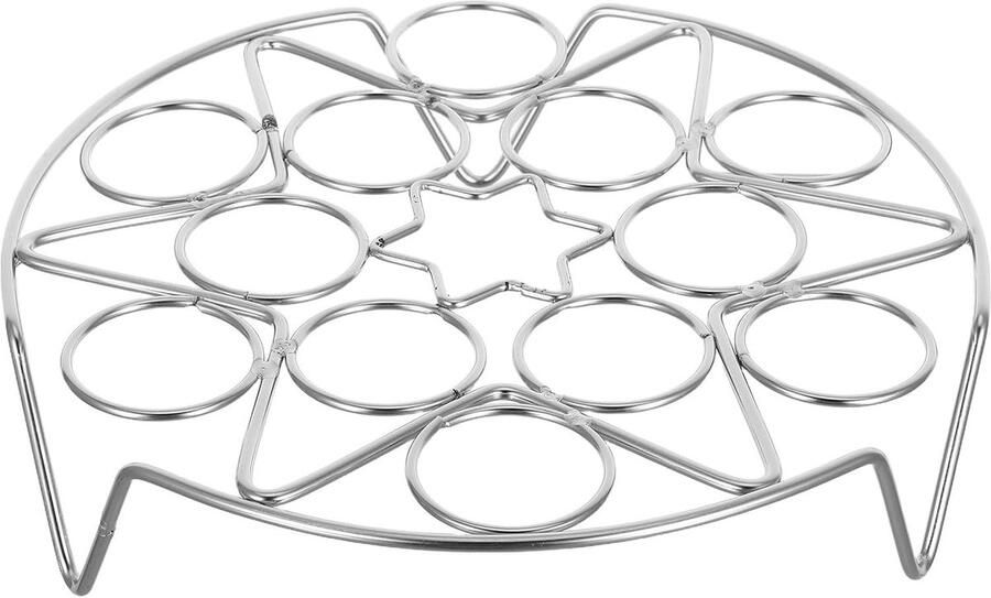 Eierrek Stoomrek Keuken Organizer Efficiënt Koken Roestvrij Staal 22x22x5 cm Zilver