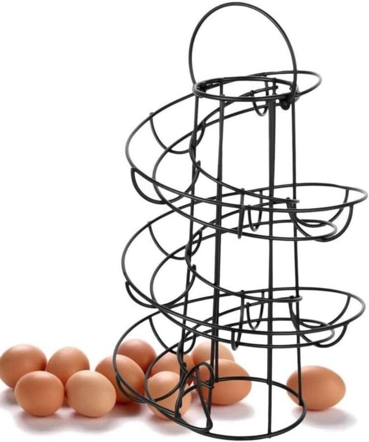Eierrek Verticale Spiraal Eiermand Keuken Eieren Organiseren Spiraal Systeem Voor 20 Eieren Zwart