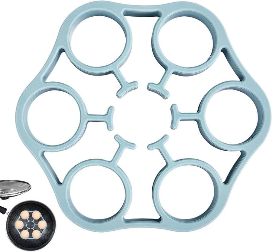 Siliconen Eierrek Stoomrek Houder Eieren Stomen Hittebestendig Ontwerp 16 cm Blauw