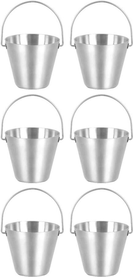 Eierrekje Roestvrij Staal Mini Emmers Eieren Bewaren Makkelijk Schoon 6 Stuks Zilver
