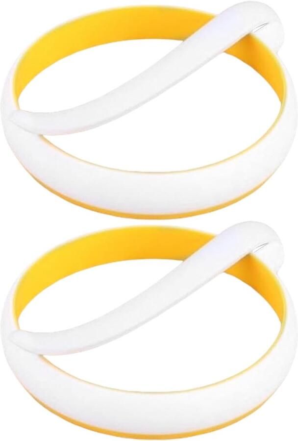 Eierring 2 Stuks Ronde Vormvormer Ontbijt Koken Anti-aanbak Laag 10.6 x 11.4 cm Zilverkleurig