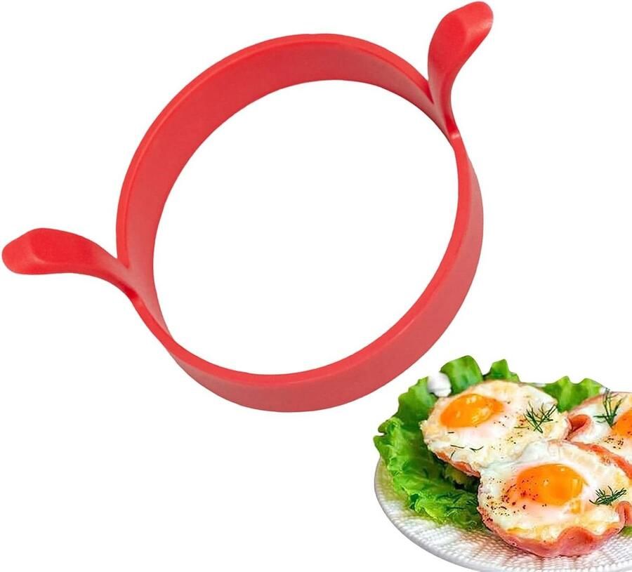 Eierring Bakvorm Ontbijt Koken Hittebestendig Siliconen 12 x 8 x 6 cm Rood