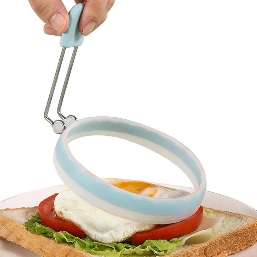 Eierring Bakvorm Pannenkoekring Ronde Vorm Ontbijt Maken Non-stick Coating 10 cm Blauw