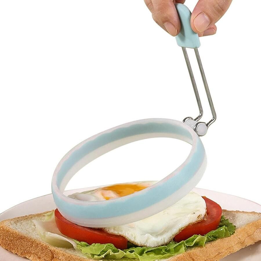 Eierring Bakvorm Pannenkoekvorm Keuken Perfect Eten Maken Hittebestendig Siliconen 10 cm Diameter Blauw